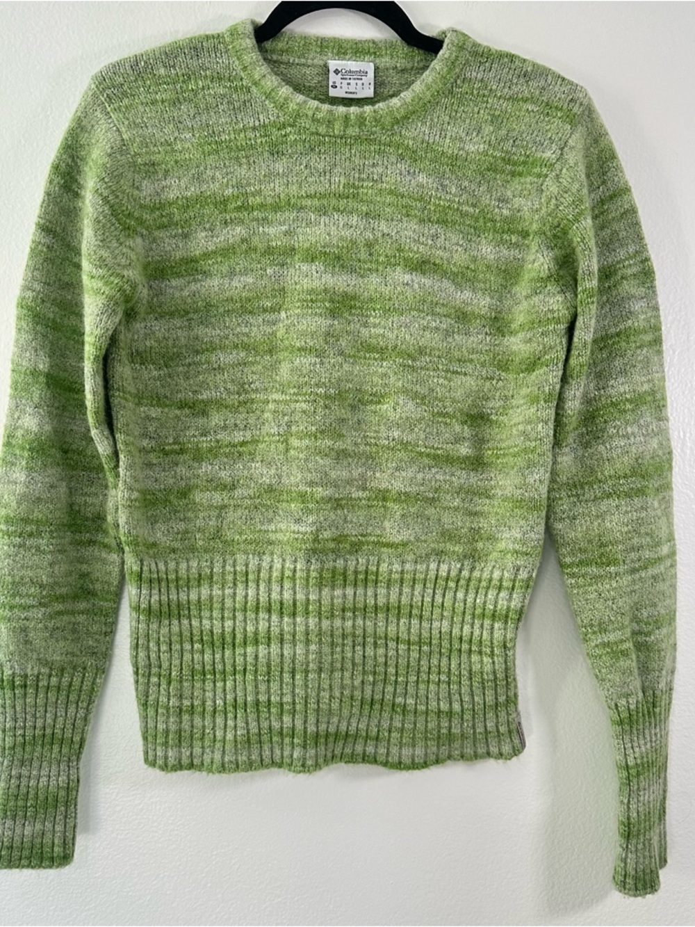 Columbia Green Knit Sweater Women’s Medium Crewneck Marled Outdoor Cozy